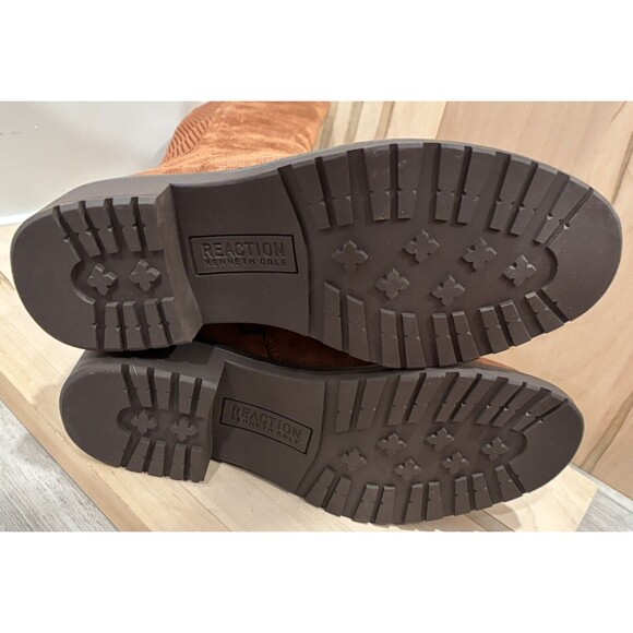 Kenneth Cole Reaction Lionel Tall Stretch Back Panel Boots Caramel Cafe - Picture 9 of 9